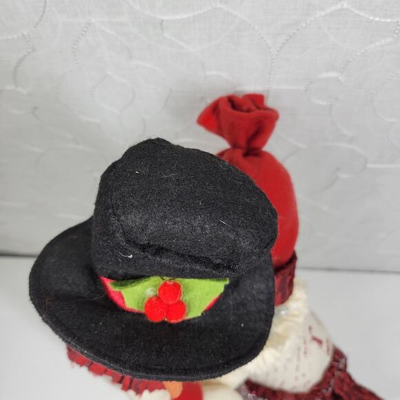 Snowman Couple Doorstop 14" Handmade Weighted Plush Winter Holiday Decor Pair - Picture 3 of 16